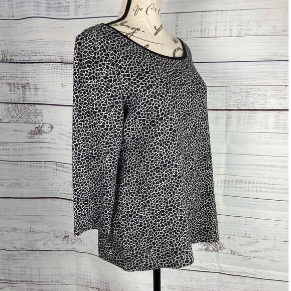 Talbots Sweater Womens M Animal Print 3/4 Sleeves Scoop Neck Cotton Blend - Picture 3 of 12
